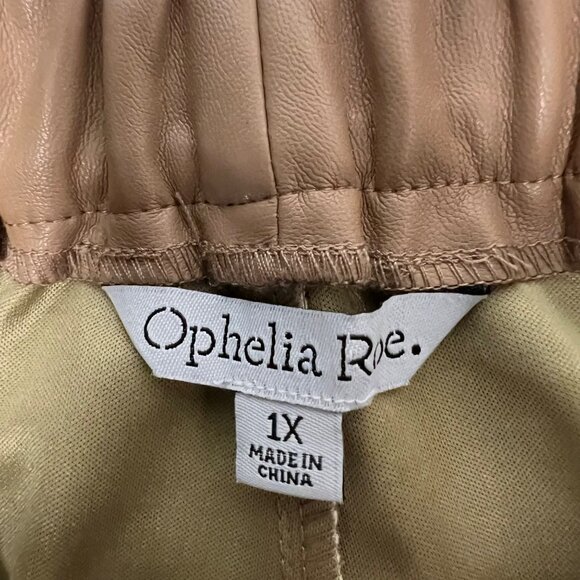Ophelia Roe Women’s Faux Leather Ankle Pants Pull On Tan Pockets Size 1X New - Picture 7 of 9
